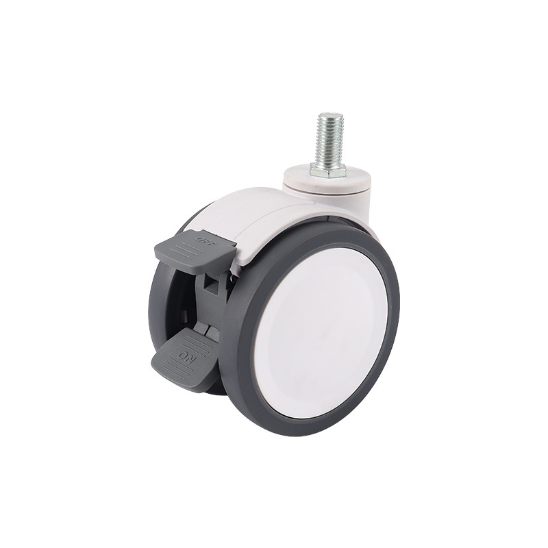 Rueda para Carrito Médico 10x20 mm de Plástico y Nailon Silenciosa Giratoria con Freno