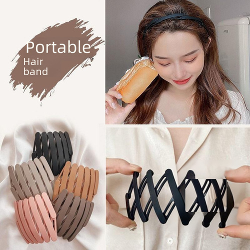 New Foldable Elastic Headband for Travel, Women's Summer Invisible Hair Band with Teeth for Anti-Slip