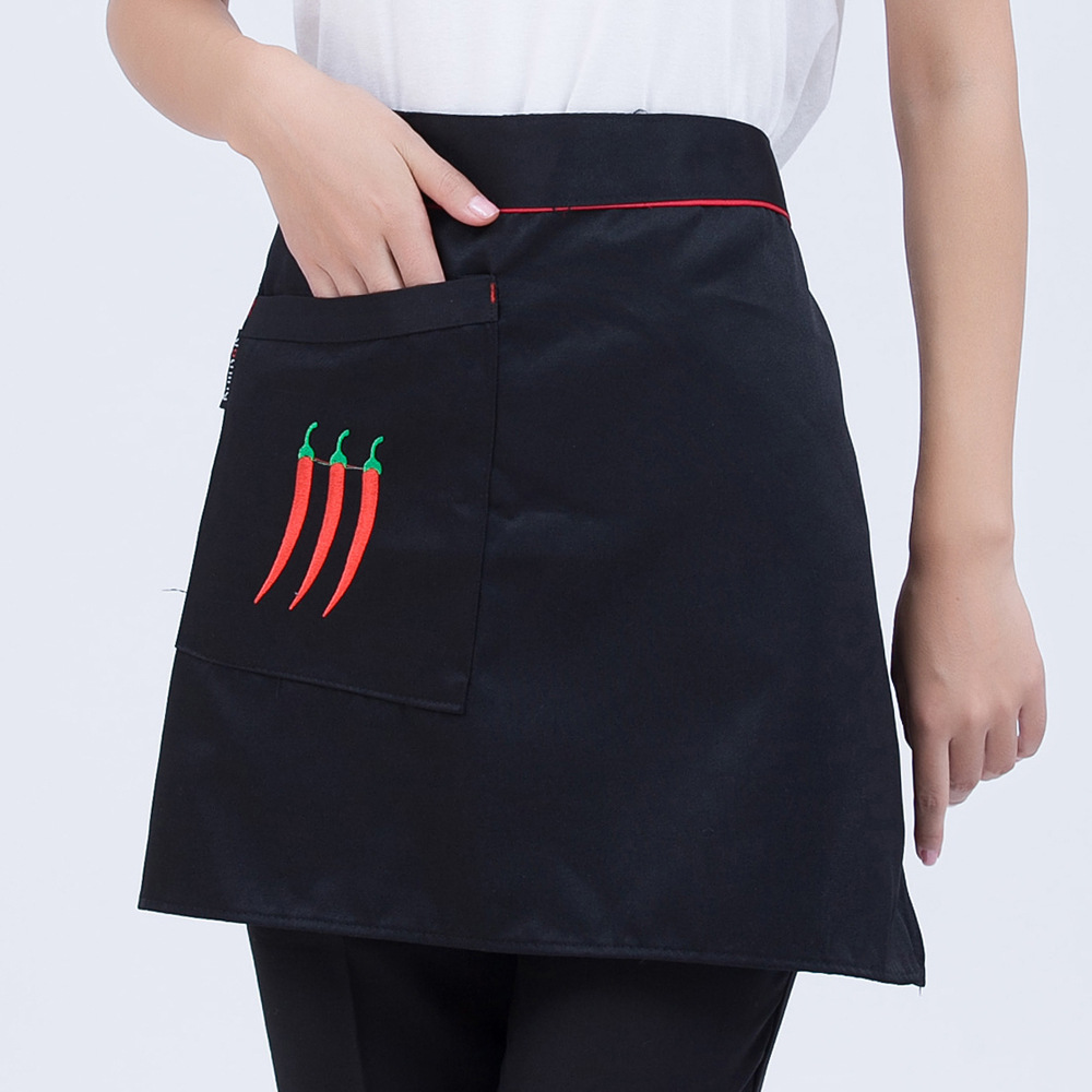 Delantal corto, estilo simple, uniforme de trabajo para camareros de restaurante, universal para hoteles y salones de té, con logo impreso y bordado
