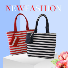 欧美复古包包女包大容量手提帆布包一件代发时尚条纹单肩包斜挎