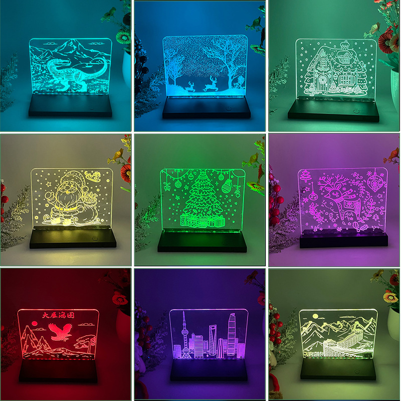 Dormitorio acrílico lámpara de noche atmósfera regalo elemento de Navidad toque colorido control remoto lámpara USB de escritorio