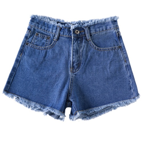  New Summer Women's Jeans Shorts with Frayed Wide Legs for Outwear Slimming High Waist Thin A-Shape Hot Pants Fashionable Ins 