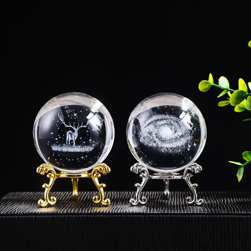 30 Crystal Ball Internally Carved Glass Ball Sun Galaxy Home Crafts Ornaments Laser Carved Internally Carved Moon