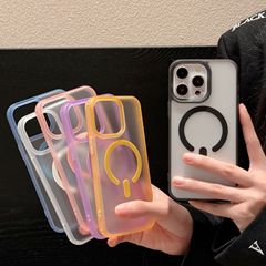 Apple 17ProMax、シンプルなマット仕上げiPhone16携帯電話ケース、15磁気吸着溝、14透明耐衝撃、女性向け