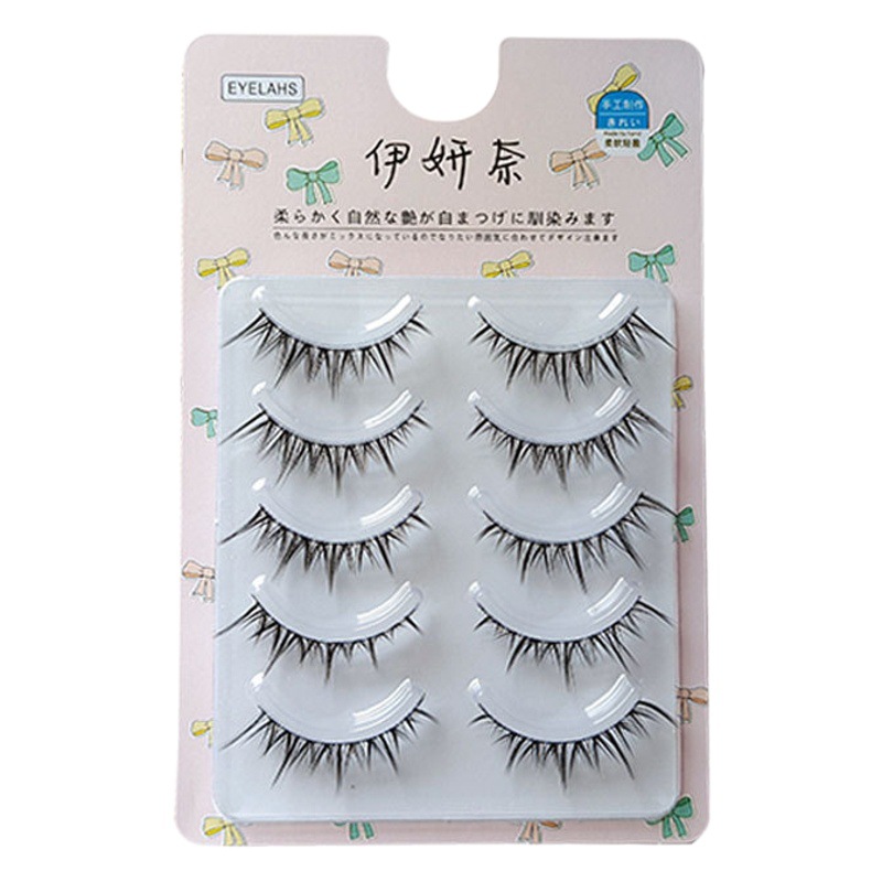 Yanyanai A04 pestañas postizas Sentido de dibujos animados cola de ojo alargamiento pestañas tufted cola puntiaguda largo rizado injerto sentido ojo pestañas