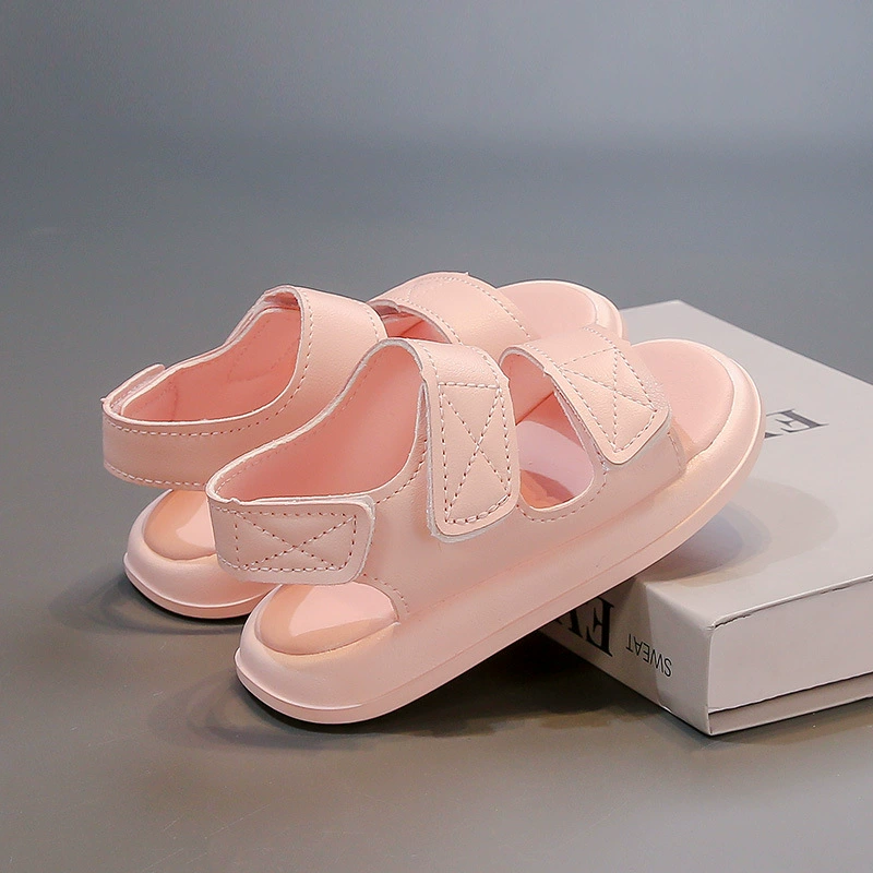 Детские сандалии 2025 Летние новые удобные детские пляжные туфли сплошной цвет повседневная обувь для мальчиков на мягкой подошве обувь для девочек