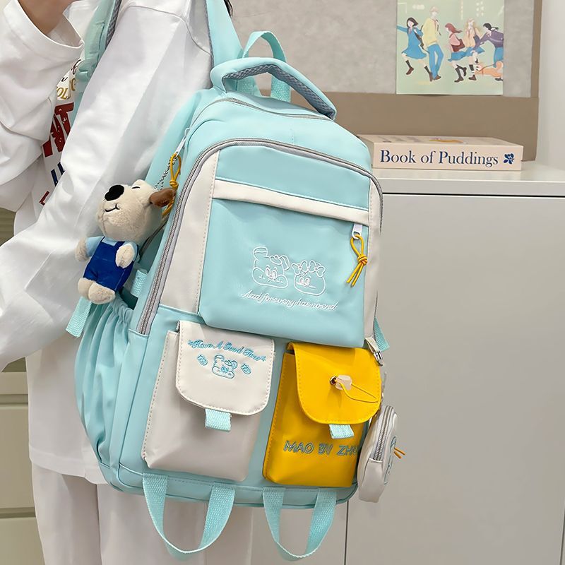 Japanese-Style Ins College Backpack Versatile Color-Blocking Large Capacity Backpack for Middle School Girls Student Workwear Retro Backpack Japanese-Style Ins College Backpack Versatile Color-Blocking Large Capacity Backpack for Middle School Girls Student Workwear Retro Backpack