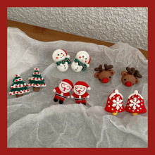 圣诞节耳钉圣诞老人麋鹿卡通耳夹圣诞树可爱铃铛节日装扮童