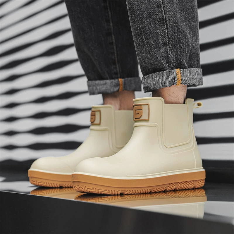 Трансграничная мода дождевая обувь мужская наружная дикая водонепроницаемая рыболовная обувь пара кемпинг дождь сапоги европейская нескользящая кухонная обувь