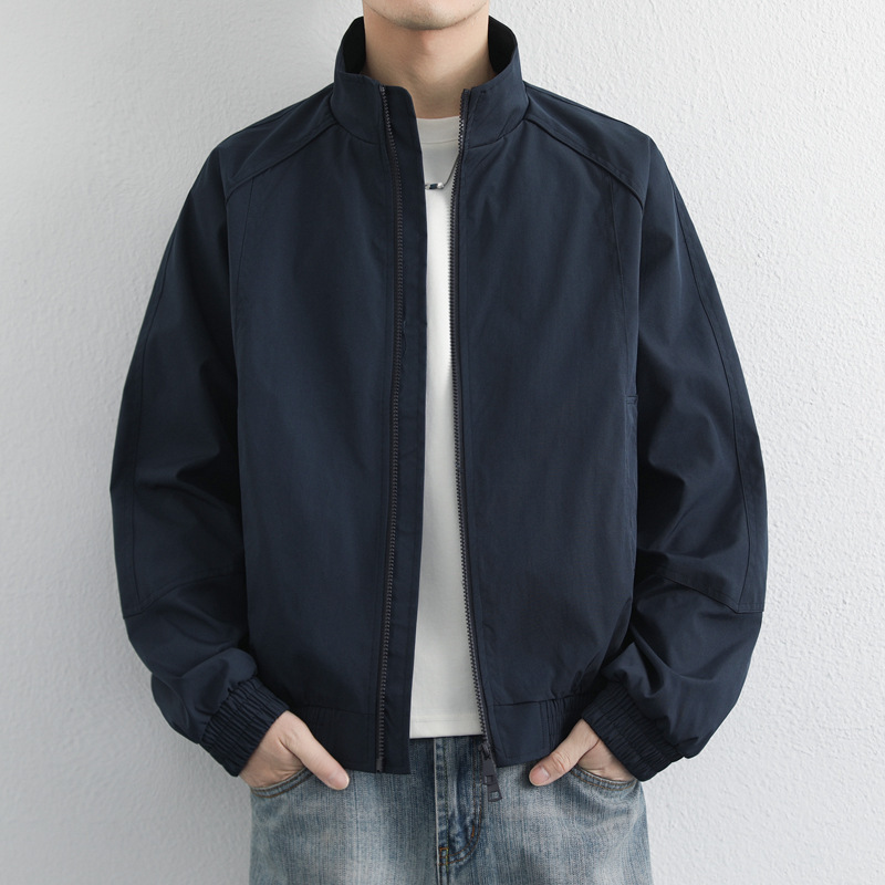 Spring New Style Stand Collar Jacket for Men, Loose and Simple Functional Style Flight Jacket, Versatile Casual Outerwear Spring New Style Stand Collar Jacket for Men, Loose and Simple Functional Style Flight Jacket, Versatile Casual Outerwear