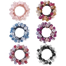 欧美时尚热销发饰女水钻发绳盘发百搭马尾发圈弹力丸子头水钻皮筋