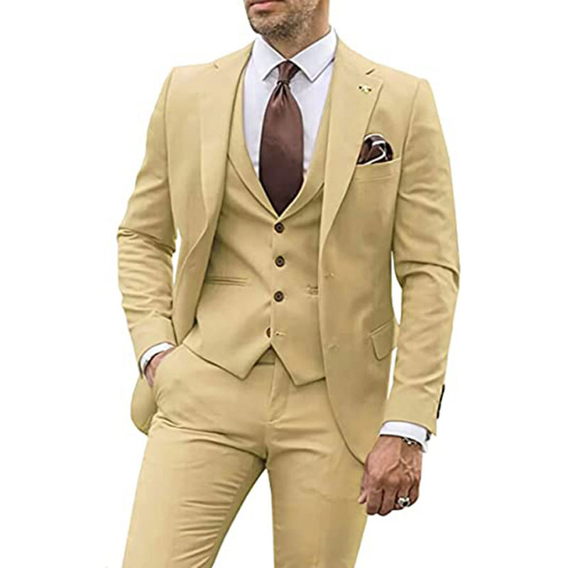 Comercio exterior de Europa y América Amazon AliExpress traje de hombre de tres piezas, tuxedo delgado, vestido de banquete de novio y mejorrino