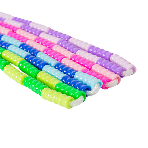 Bamboo skipping rope for kindergarten children with patterned soft beads without knots for primary and secondary school students adjustable high school entrance examination professional skipping rope