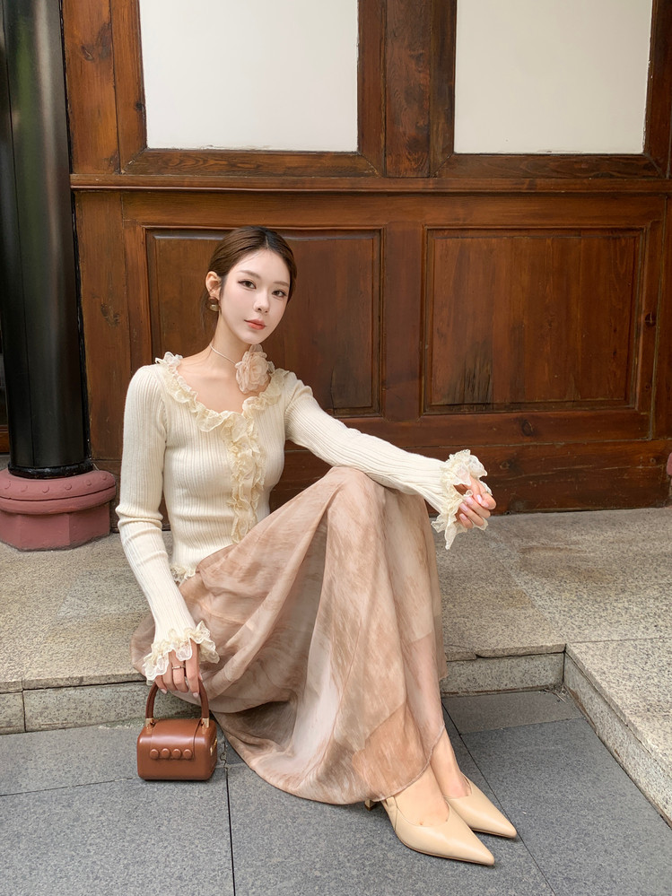 Sandal quai ngang mũi nhọn gót cao bít mũi hở gót Hàn Quốc — Màu đỏ rượu, Màu trắng be, Màu mơ chi tiết 12