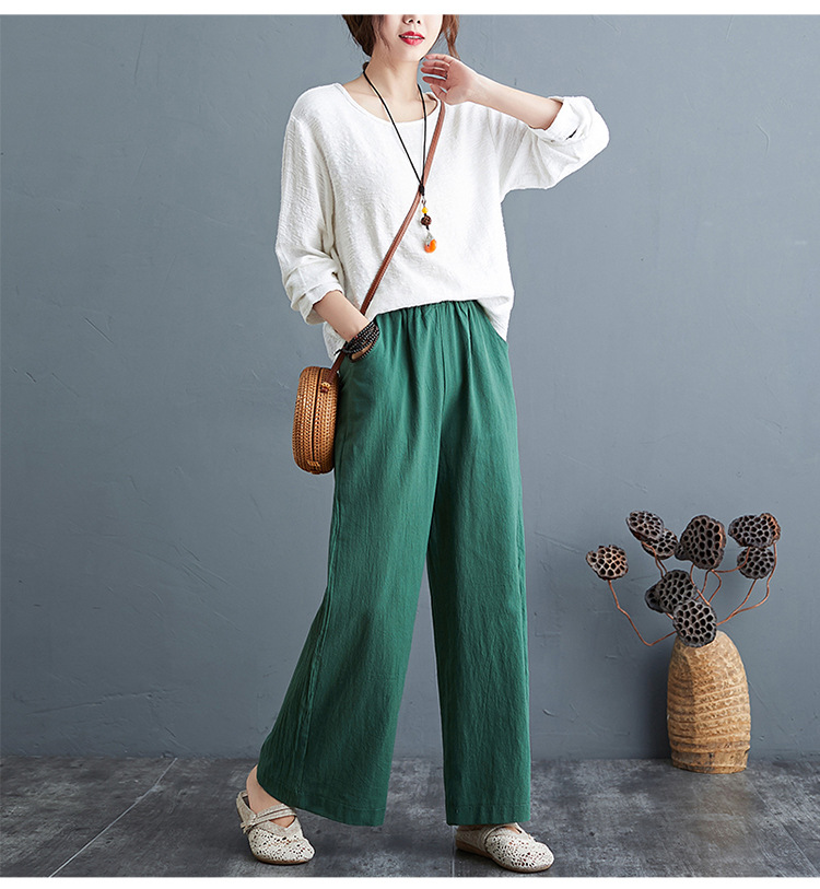 Cotton & Linen Loose Wide Leg Pants NSYF37463