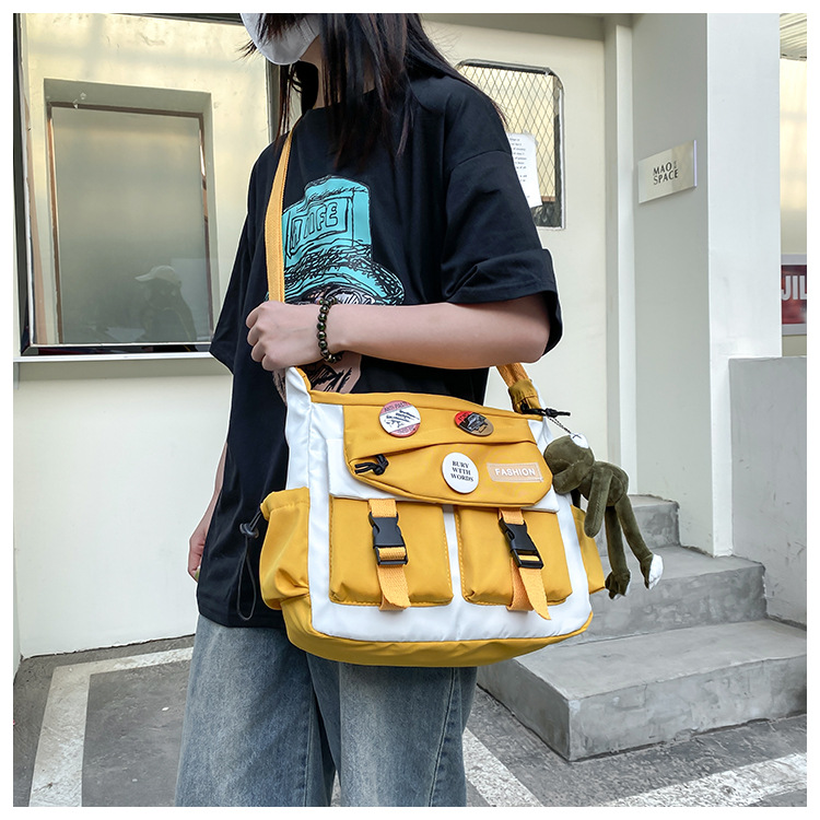 Korean ins fashion single-shoulder crossbody bag, trendy brand color sports bag, middle and high school schoolbag, college student class backpack undefined