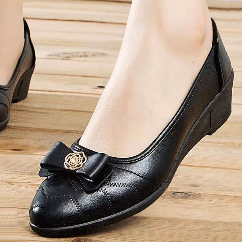 Мягкая кожа Мягкая подошва обувь мамы плоская подошва износостойкая водонепроницаемая обувь с бантом