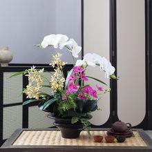 仿真中式款组合蝴蝶兰盆栽套装假花仿真花摆件高档客厅电视柜装饰