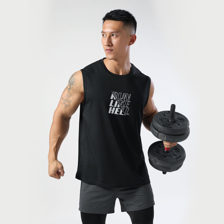 Cross-Border Breathable Round Neck Loose American-Style Summer Fitness Gym Vest Outdoor Running Casual Training Vest for Men