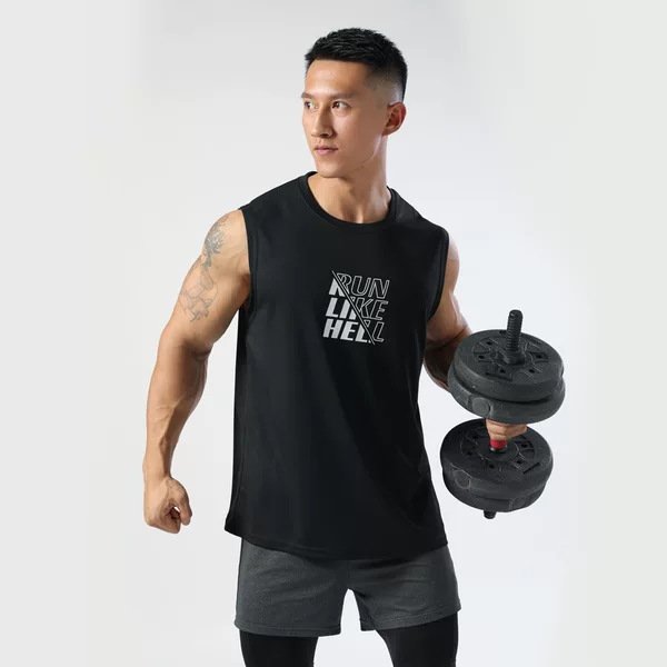 Cross-Border Breathable Round Neck Loose American-Style Summer Fitness Gym Vest Outdoor Running Casual Training Vest for Men