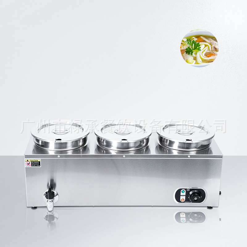 电热7L保温汤桶三头暖汤池商用不锈钢保温汤池食物暖汤炉暖菜煲