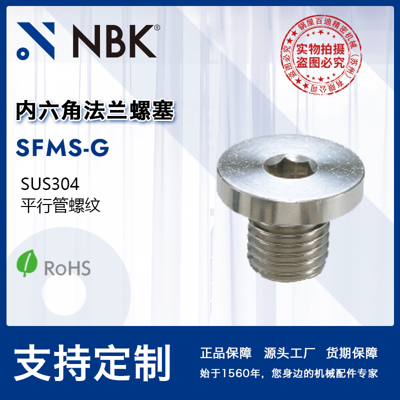 NBK SFMS-G内六角法兰螺塞 平行管螺纹SUS304制 机械密封螺塞工厂