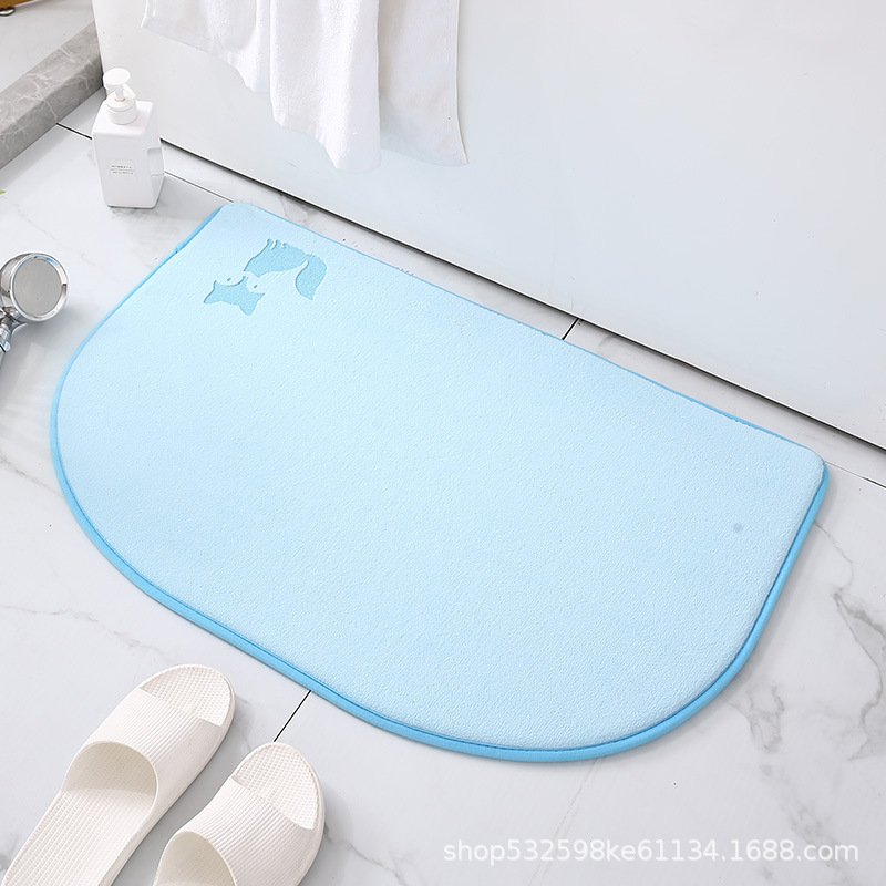 Alfombra de puerta semicírculo transfronterizo máquina lavable baño absorbente de secado rápido alfombra de esponja de memoria baño alfombra de piso de rebote lento