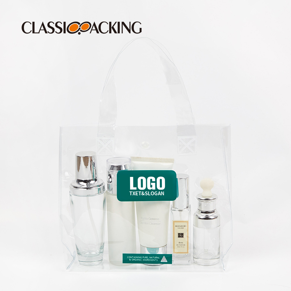 Fábrica al por mayor bolsa de embalaje portátil pvc transparente engrosada bolsa de regalo de plástico bolso de regalo de mano con logotipo image 5