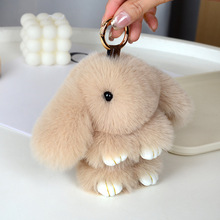 正版迷你装死兔子挂件包包挂饰车钥匙扣可爱毛绒公仔仿獭兔毛玩偶