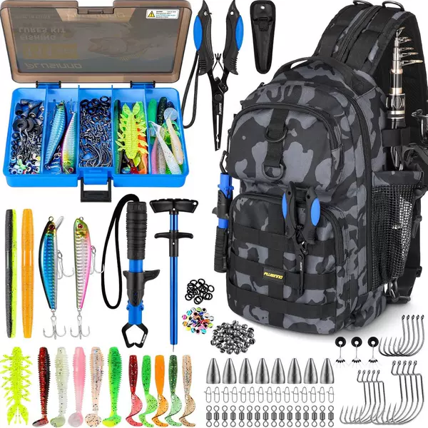 Amazon Outdoor Fishing Backpack with Fishing Tackle Box Fishing Gear Bag Set Men's Fishing Gift