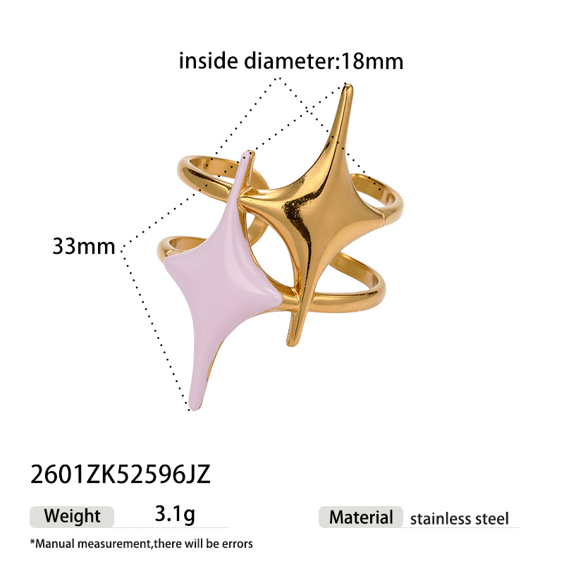 Anillo de goteo de color de acero inoxidable transfronterizo europeo y americano de diseño de personalidad de estrellas no se desvanece joyas al por mayor