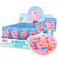 金稻谷21克小猪软糖卡通造型棒棒糖儿童休闲零食盒装糖果超市批发