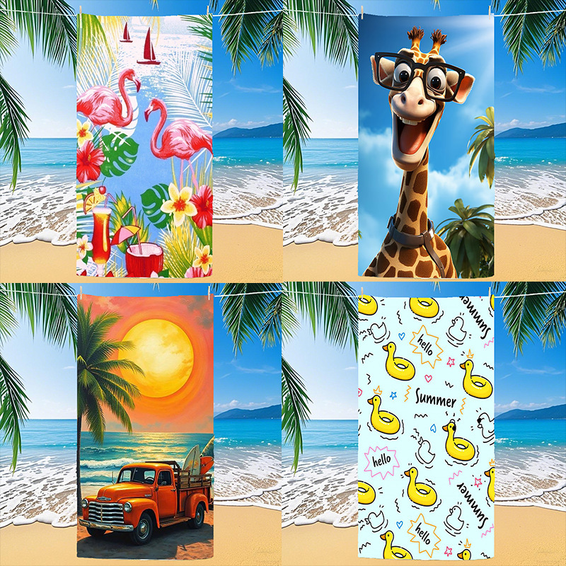 Beach Towel Amazon Cross-Border Popular Animal Print Pattern Microfiber Bath Towel Seaside Beach Swimming Towel
