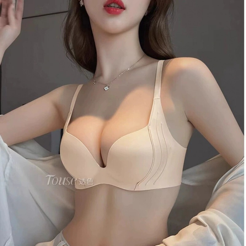 跨境一片式简约聚拢无痕内衣女小胸显大无钢圈收副乳防下垂文胸罩|undefined
