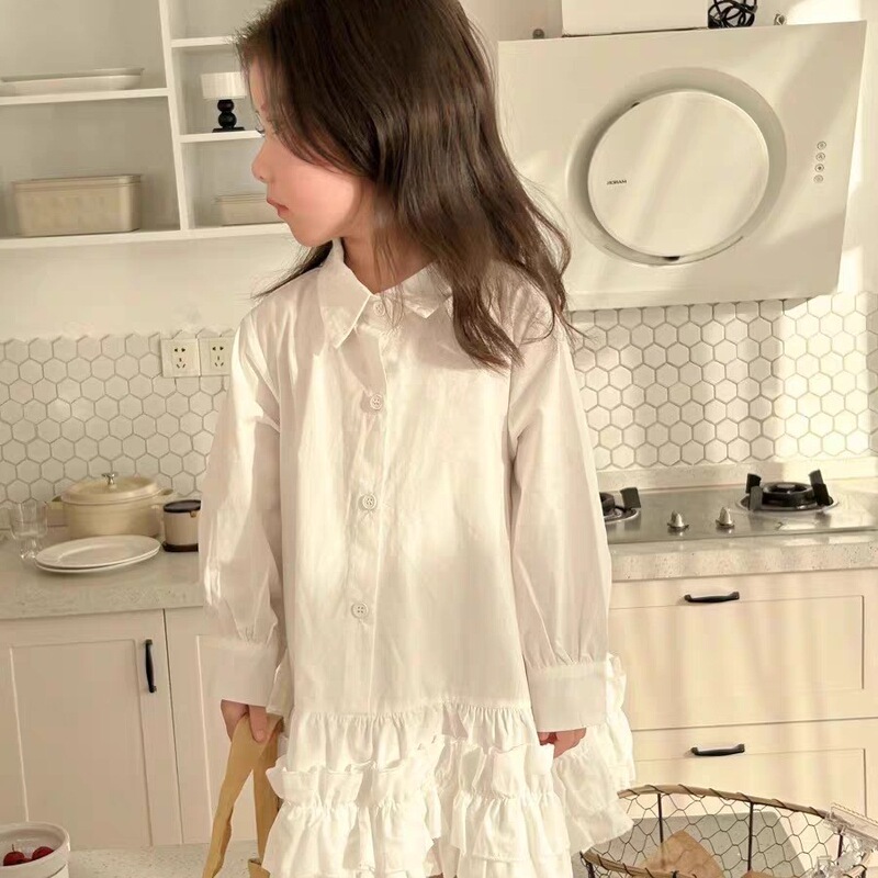 Cream Shirt Dress 2025 Spring and Autumn New Style Girls Lapel Long Sleeve Princess Dress Children's Dress Trendy Cream Shirt Dress 2025 Spring and Autumn New Style Girls Lapel Long Sleeve Princess Dress Children's Dress Trendy