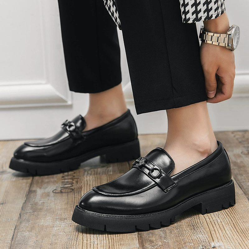 Мужская увеличенная яркая деловая официальная обувь на толстой подошве, Пряжка для лошади, педаль, ленивая Свадебная обувь, повседневная обувь, поколение волос