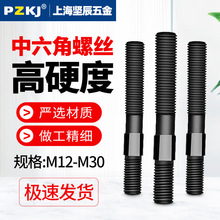 中六角双头螺丝外六角螺栓注塑机模具压板螺杆M12-36高强度紧固