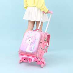 新款卡通輕便書包 1-6年級大容量兩用拉杆包中學生大容量減負書包