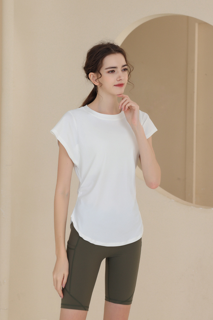 New Snowflake Cotton Breathable Sports Top Women's Short Sleeve T-shirt Running Training Cover Up Slimming Fitness Yoga_voghion.com