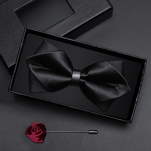 Gift box men's bow tie, groomsmen, groomsman, burgundy, black bow tie, formal wedding, British Korean style bow