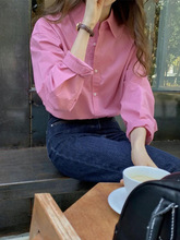 粉色衬衫女夏季春秋设计感小众秋季长袖衬衣感小个子法式上衣