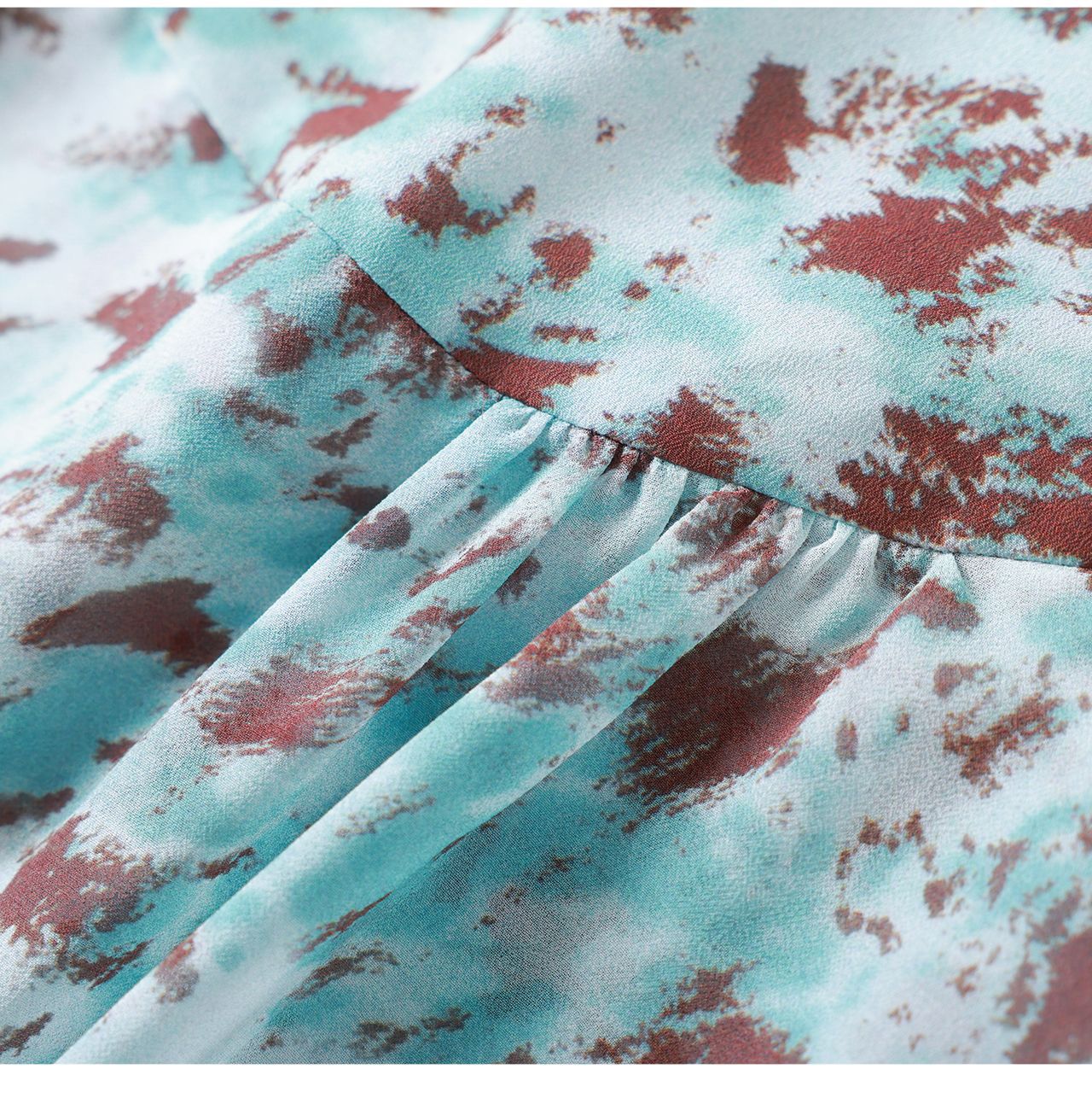 Đầm maxi nữ cổ V tay lá sen chất liệu chiffon in hoa nhí — xanh lam chi tiết 22