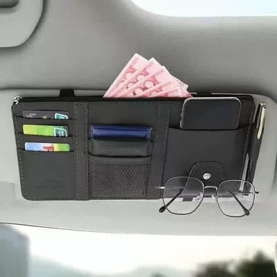 Car Sun Visor Storage Holder Car snow shield - zipper-gray