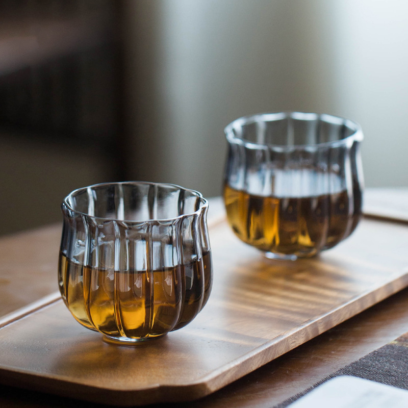花瓣主人杯功夫茶具套裝家用小杯子煙灰色品茗杯玻璃耐熱輕奢高檔