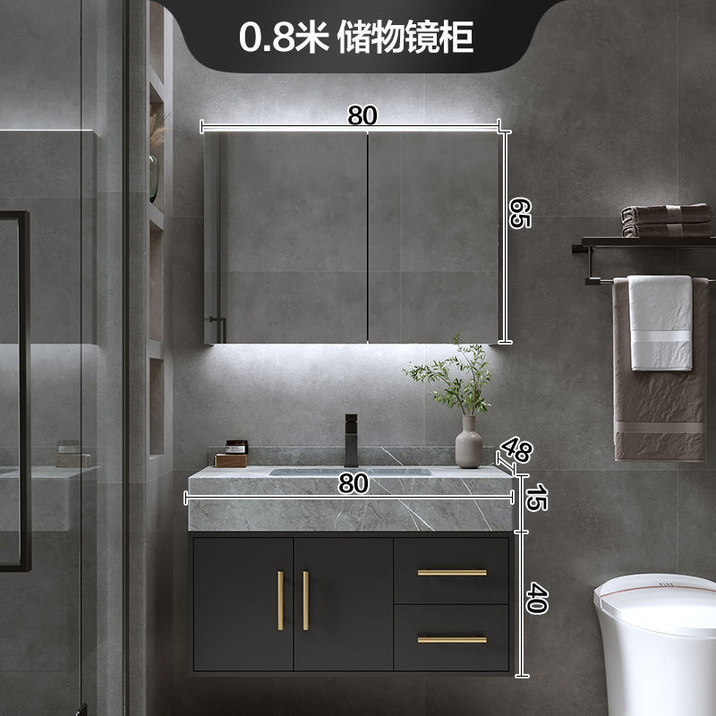 Placa de roca integrada cuenca gabinete de baño combinación de luz de lujo baño lavabo gabinete de mesa de lavado traje