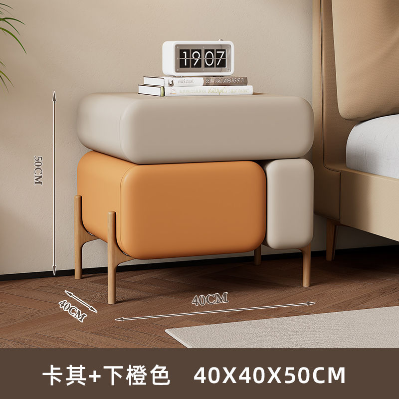 Mesita de noche minimalista italiana 2024 nuevo armario de almacenamiento de cama de dormitorio moderno simple de madera maciza de lujo ligero de alta gama