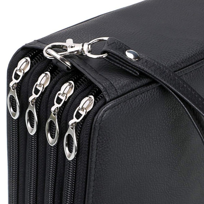 Bolsa de lápiz transfronteriza Amazon PU bolsas de papelería estudiantes 200 agujeros bolsas de pintura de arte almacenamiento cortina de lápiz estilo europeo y americano