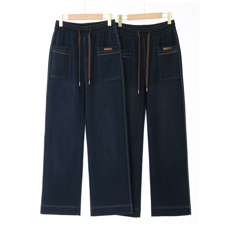 Dropshipping 2025 Autumn New High Waist Soft Denim Soft Jeans Straight Pants Women's Pants with Double Pockets