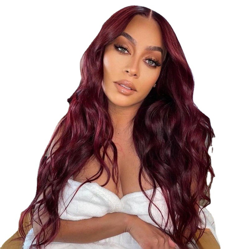 Europa y los Estados Unidos comercio exterior pelucas de moda para mujeres grandes ondas de agua onduladas rizos naturales fibra química cubierta de cabeza mayorista