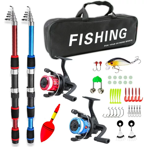 Children's parent-child fishing rod set suit double slight road sub-rod suit telescopic rod creek fishing sea fishing gear suit wholesale